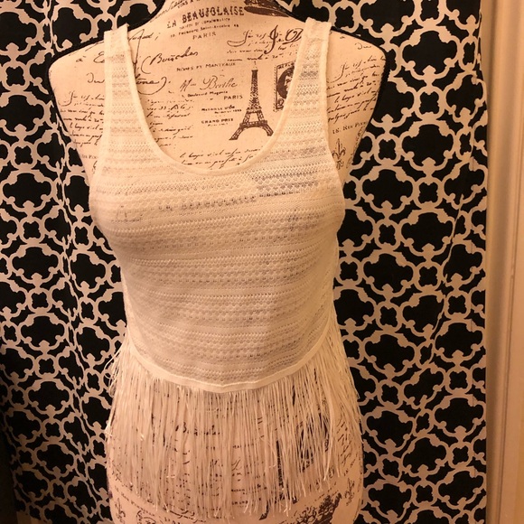 Festival White Cropped Crochet Fringe Tank by H&M - Picture 5 of 5